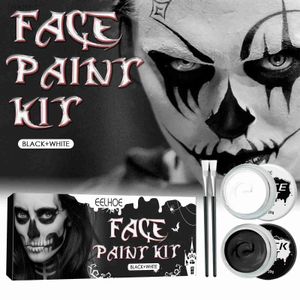Peinture de corps Halloween Paint Paint Black and White Face Paint Body Kit Kit Face Paint Cosplay Makeup Body Party Party Pigmented Z7K6 D240424