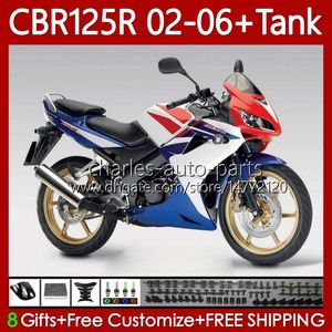 Corps + Couvercle de réservoir Pour HONDA CBR-125 CBR 125 R CC CBR 125R 125CC 02-06 Carrosserie 124No.63 CBR125RR CBR125R 02 03 04 05 06 CBR-125R 2002 2003 2004 2005 2006 Carénage bleu usine