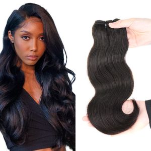 Bundles de vague de corps Bundles de tissage de cheveux brésiliens 1 / 3PCS Bundles de cheveux humains Naturel / Noir de jais 10 12 Pouces Extensions de cheveux Remy