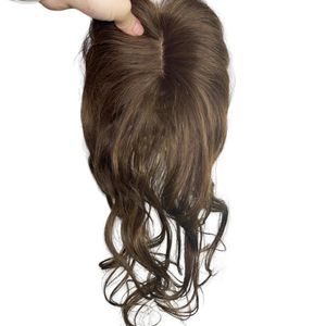 Body Wavy Brazilian Human Hair Toppers 10x12cm Clip In Hairpieces Extensions Increase Hair Volume for Women Mild Light Brown Remy
