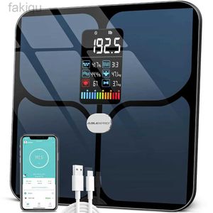 Échelles de poids corporel Échelle de salle de bain intelligente numérique pour le poids corporel grand écran d'affichage LCD 16 Métriques de composition corporelle BMI 240419