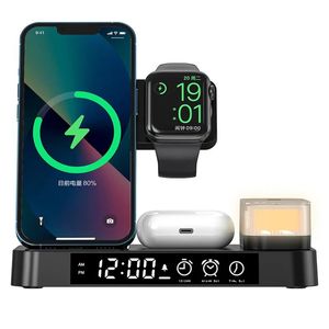 Chargeur sans fil 3 en 1 pour Iphone et Iwatch, Station de charge plus rapide Qi 30w avec lampe/horloge pour Iphone 13 Pro/14/12/iwatch 8 7