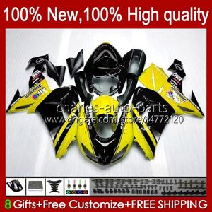 Carrosserie pour KAWASAKI NINJA ZX1000CC ZX 10R 10 R 1000 CC 2006 2007 Corps 14No.104 1000CC ZX1000C 2006-2007 ZX-10R ZX1000 ZX10R 06 07 Kit de carénage de moto jaune noir