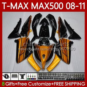 Kit de carrosserie pour YAMAHA TMAX MAX 500 XP500 Orange clair MAX-500 T 2008 2009 2010 2011 Bodys 107No.85 TMAX-500 TMAX500 T-MAX500 08-11 MAX500 08 09 10 11 Carénage MOTO OEM