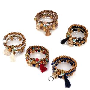 Bohême perles brins Bracelet tibétain bouddhiste bois prière arbre de vie gland cristal perle Mala Bracelet perles Bracelets femmes prix de gros