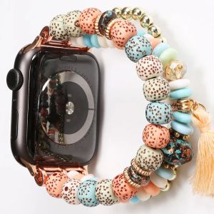 Bohemia Style Beaded Strap For Apple Watch Ultra2 49mm Band For iWatch Series9 8 7 6 5 4 3 38mm 42mm 40mm 44mm 41mm 45mm Bracelet