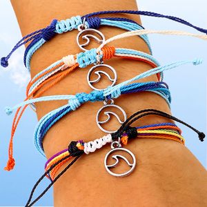 Bohème tissé à la main Bracelet pour fille femmes multicolore motif vague pendentif Bracelet amitié Bracelets 2021