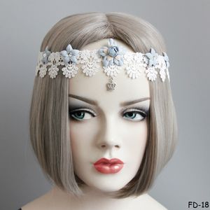 Bohemian Lolita Lace Dangle Headband Cosplay Masquerade Party Princess Crown Rhinestone Borla Head Hairband Bride Beach Wedding Headpiece