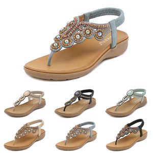 Sandalias bohemias Zapatillas de mujer Sandalias de gladiador con cuña Zapatos de playa elásticos para mujer Color54 GAI