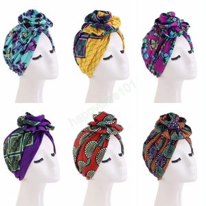 Bohemian Style Floral Imprimé enveloppe Hijab Chapeaux Fashion Africain Musulm Femmes Big Flower Turban Cap Bamans de fête