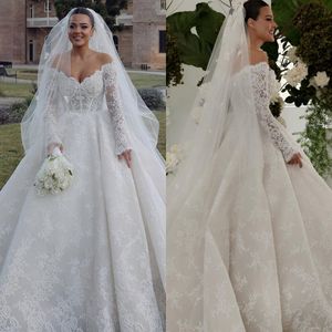 Robe de mariée robe de bal Boho pour épaule au large des robes de mariée en pleine épaule à manches longues robe de mariage