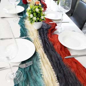 Boho Gauze Cheese Clost Table Runner Rustic Runner pour mariage Bridal Baby Shower Birthday Party Cake Table Decorations