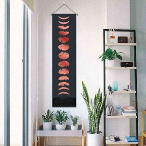 Boho Solar Eclipse Lunar decoración Mural borla colgante desplazamiento pintura estética habitación macramé pared J220804