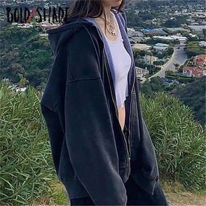 Bold Shade Indie 90s Streetwear Mode Sweat à capuche Grunge Unicolor Sweat-shirts Manches longues Poches Zipper Y2K Sweat à capuche Outwear 220816