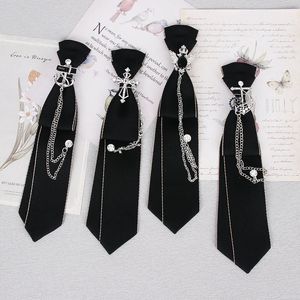 Bolo Ties Hand Made Black Ribbon Tie Crystal Jewelry Men Shirts Girl Boys Collar Neck Ties School Uniform Women Necktie 230717