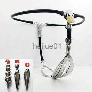 Bondage Female Chastity Belt Stainless Steel Underwear Strapon Belt Lockable Pants BDSM Bondage Anal Plug Hole Sex Toys for Woman x0928