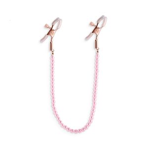 Bondage Female Nipple Clamps With Pearl Chain Set Woman Metal Colorful Clips Breast Restraint Slave Fetish Sex Toy 230811