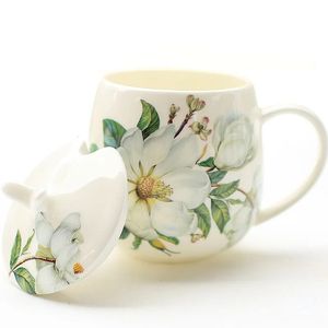 Bone China Taza de café Juego de cucharas 400 ml Taza de cerámica de lujo Topgrade Porcelana Té Café Fiesta Drinkware 240301