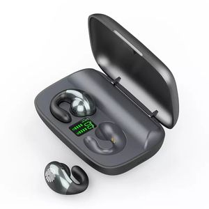 Los auriculares del bluetooth de la conducción ósea con el micrófono abren los mini auriculares de botón del deporte del oído para conducir un ciclo