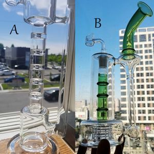 Bang à eau Dab Rig Verre Vert Spline Perc Bubbler Recycler Oil Rig Hookah Pipes avec joint de 14 mm