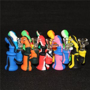 tuyaux fumeurs Bong Dab Rig Mini Small Beaker Bong Bong Portable Silicone Water Pipe avec Perc Glass Nectar Wholesale