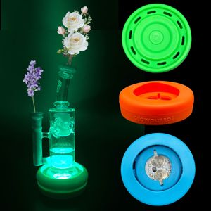 Bong Glass Water Pipe Hookah USB Recargable Luz LED Base de silicona Parachoques 3in-4.25in Tubo recto o Bases de vaso 420 Regalos de fiesta para adultos para Stoners Accesorio