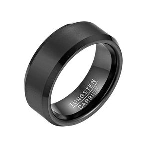 BONISKISS Fashion Men Black Tungsten Ring For Men Tungsten Wedding Engagement Ring Jewelry Men's Big 8mm Wide Anillos296k
