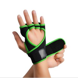Boodun nuevo guante de levantamiento de pesas antideslizante Protector de mano correa de muñeca alargada gimnasio Fitness guante para entrenamiento ejercicio Q0107