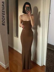 BOOFEENAA sangle dos nu longues robes Maxi fête Club tenues de vacances pour les femmes sexy robe d'été décontractée 2023 vente en gros C85CZ24 240117