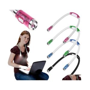 Book Lights Led Book Lights Hands Flexible Arm Around The Neck For Bed Reading Or Read In Car 4 Super Bright Bbs Drop Delivery Light Otmnk