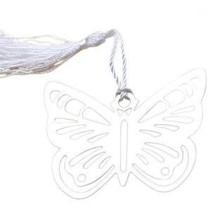 Marque-page Creux Papillon Signets En Métal Avec Mini Cartes De Voeux Glands Kawaii Papeterie Pendentif Cadeaux Faveurs De Mariage-12pcs