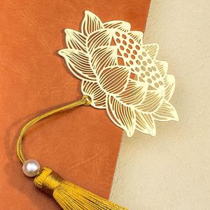 Marque-page TIANSE Style chinois Vintage Antique en métal fait à la main, tissage de longues perles à pampilles, marque-livre traditionnel, fournitures de bureau