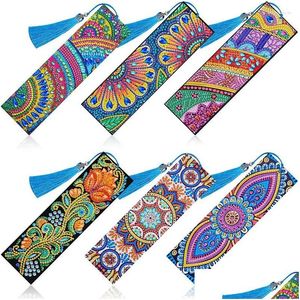 Bookmark Atacado Pcs 5D Diamante Diy Pintura Borla De Couro Para Fazer Artes Artesanato Estudantes Adts Drop Delivery Office School Busin Otgzq