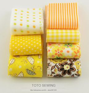 Booksew 100% coton tissu F036 # 7 pcs/lot or jaune ensemble gelée rouleau bandes quilting patchwork cm x100 cm pour bricolage artisanat fait main 2594638
