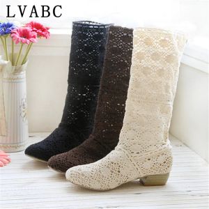 Boots 2018 Crochet Summer Boots Bootie 2019 con los nuevos zapatos Lace Openwork Crochet Botas de crochet de talla grande Boots de moda Hollow Women 3443