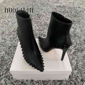 Bottes 2020 marque mode femmes bottes sexy talons hauts cheville pour rivet hiver et automne femme chaussures grande taille 4-11 220901