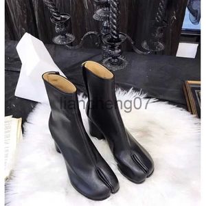 Bottes 2023 Marque Design Tabi Bottes Split Toe Chunky Talon Haut Femmes Bottes En Cuir Zapatos Mujer Mode Automne Femmes Chaussures Botas Mujer x0928