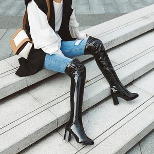 Boots Blxqpyt 2024 Chaussures Femmes Black Over the Knee Sexy Female automne hiver Lady High Big Size 34-48 8756