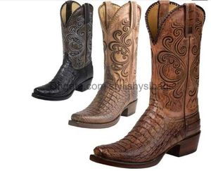 Bottes bottes 3 couleurs mode hommes femmes rétro brodé Cowboy bottes PU Western bout carré bottes grande taille 34-48 011923H