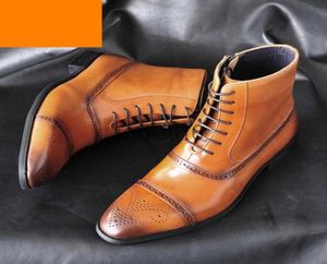 Botas brogues botas de cuero zapatos de hombre vestido marrón botines hombres botas chukka hombres zapatos masculinos zapatos de hombre de vestir botas formales h4743894 x0916