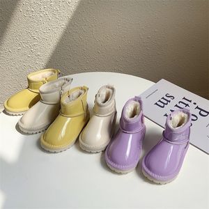 Bottes chaussures pour enfants bottes de neige couleur bonbon hiver fille coréenne miroir imperméable garçons en coton chaud 220913