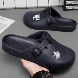 Boots Clogs Men Sandals Men Jelly Shoe Summer Man Man Hof Thongs Stamp Garden Beach Black BigSize Slippers for Men's Shoes Zapatos Hombre