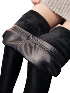 Boots Cuhakci Pantalon d'hiver pour les femmes épaississant des bottes en cuir noir Leggings Pantalon skinny pantalon de femme chaude hivernale de haute qualité