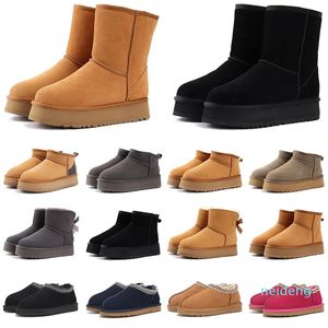 Boots Designer Fur Sheepskin Tazz Botties for Women Australia Ultra Mini Platform Slide Boot Boot Winter Slippers Boots Chaussures