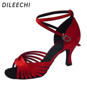 Boots Dileechi Professional Classic Satin Femmes Latin Dance Chaussures Balroom dansantes Chaussures Salsa Party Square Dance Shoes Soft Outfre