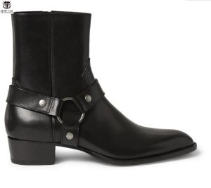 Bottes Fr.lancelot 2020 Boots Men Bottes en cuir noir Metal Real Leather Copup