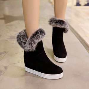 Botas de buena calidad para mujeres de invierno zapatos calientes plataforma tacones altos 2022 gris negro de piel real damas nieve talla grande 43