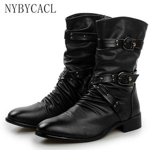 Boots High Quality Men Leather Basic Locomotive Woman Black Punk Rock Shoes Size 37 - 45 Autumn and Winter 220914