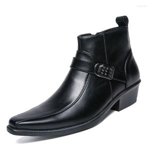 Botas Diseñador de marca italiana Moda para hombre Tobillo Zapatos de cuero genuino Punta puntiaguda Zapato Oxford Botas juveniles Hombre Zapatos De Hombre
