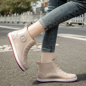 Botas Lorilury Rain Botas de mujer High Top Rubber Jelly Shoes Summer Tobillo Chanclos Casual Mujer Felpa Goma 230714